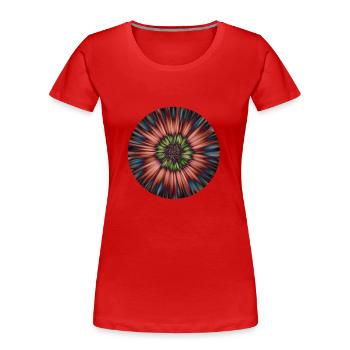Brown Orange Blue Green Flower Motive - Frauen Premium Bio T-Shirt - Rot - Vorne - Mia (176cm)