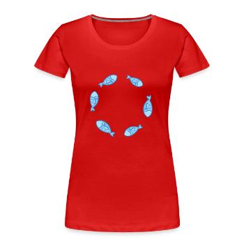 cercle poisson poisson nagent militants des droits des animaux - T-shirt bio Premium Femme - rouge - Devant - Mia (176cm)