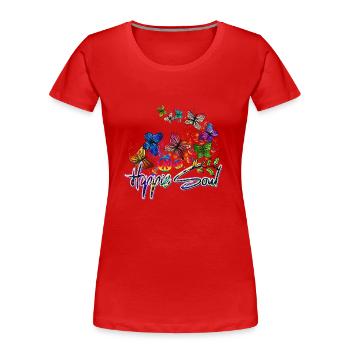 Hippie Soul Butterfly paix en amour - T-shirt bio Premium Femme - rouge - Devant - Mia (176cm)