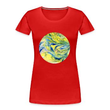 Farbverlauf gelb blau - Frauen Premium Bio T-Shirt - Rot - Vorne - Mia (176cm)