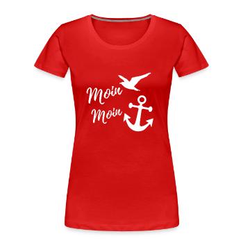 Moin moin - Frauen Premium Bio T-Shirt - Rot - Vorne - Mia (176cm)