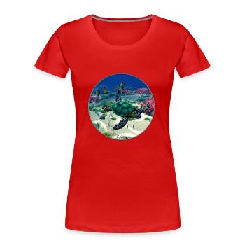 Meeresschildkröte - Frauen Premium Bio T-Shirt - Rot - Vorne - Mia (176cm)
