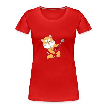 HAMSTER - GITARRE - MUSIK - TIERISCH - Frauen Premium Bio T-Shirt - Rot - Vorne - Mia (176cm)