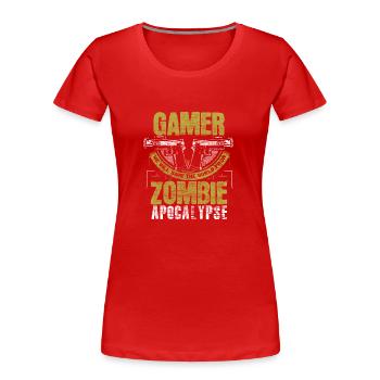 Zombie Apocalypse Virus Drôle Cadeau - T-shirt bio Premium Femme - rouge - Devant - Mia (176cm)