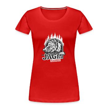 JAGD SAISON - Jäger Shirt - Frauen Premium Bio T-Shirt - Rot - Vorne - Mia (176cm)