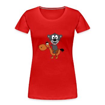 PANTHER - PFERD - REITEN - REITSPORT - TIERISCH - Frauen Premium Bio T-Shirt - Rot - Vorne - Mia (176cm)
