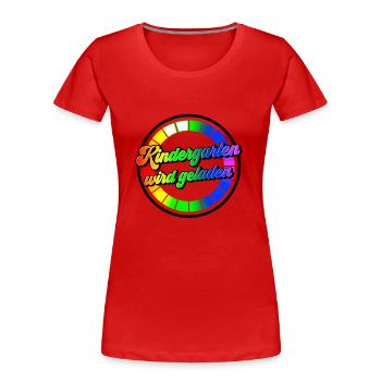Kindergarten wird geladen - Frauen Premium Bio T-Shirt - Rot - Vorne - Mia (176cm)