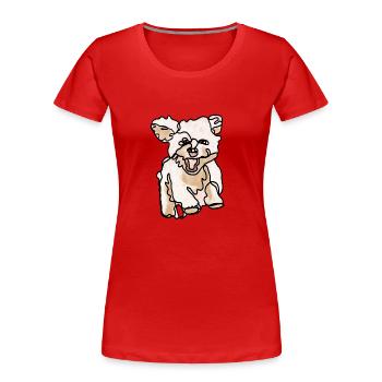 Happy Doggy - Happy dog as line drawing - Women's Premium Organic T-Shirt - red - Front - Mia (176cm)
