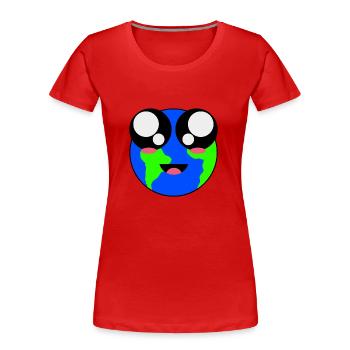 Kawaii - TERRE - T-shirt bio Premium Femme - rouge - Devant - Mia (176cm)