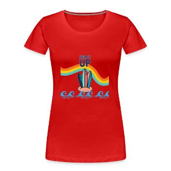 Regenbogen Surfbrett - Frauen Premium Bio T-Shirt - Rot - Vorne - Mia (176cm)