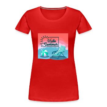 Hallo Sommer, Hallo Sommer - Frauen Premium Bio T-Shirt - Rot - Vorne - Mia (176cm)