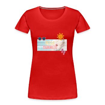 Hallo Sommer, Hallo Sommer - Frauen Premium Bio T-Shirt - Rot - Vorne - Mia (176cm)