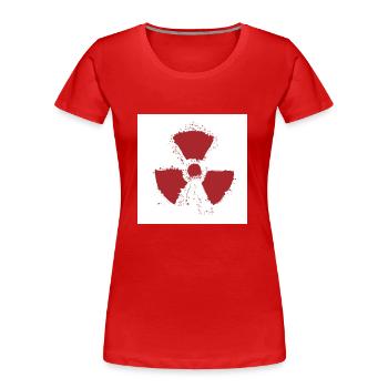 Splatter Radioactive Warning Symbol - Women's Premium Organic T-Shirt - red - Front - Mia (176cm)