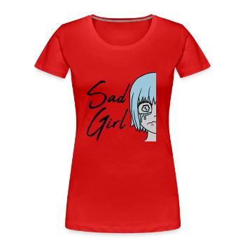 Visage de sad girl en pleurs - T-shirt bio Premium Femme - rouge - Devant - Mia (176cm)