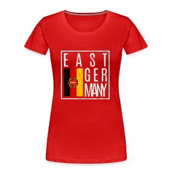 DDR - Frauen Premium Bio T-Shirt - Rot - Vorne - Mia (176cm)