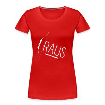 Bogen Raus - Frauen Premium Bio T-Shirt - Rot - Vorne - Mia (176cm)