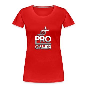 PRO GAMER (White) + DNA - Gaming - Women's Premium Organic T-Shirt - red - Front - Mia (176cm)