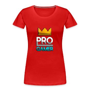 PRO GAMER (Turquoise) + King Crown - Jeux - T-shirt bio Premium Femme - rouge - Devant - Mia (176cm)