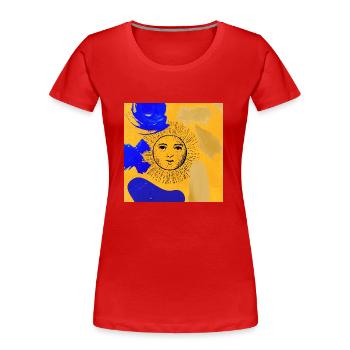 Sun - Frauen Premium Bio T-Shirt - Rot - Vorne - Mia (176cm)