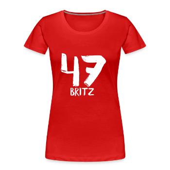 47 britz Berlin - Frauen Premium Bio T-Shirt - Rot - Vorne - Mia (176cm)