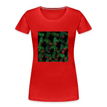 Palm trees and flowers pattern - Women's Premium Organic T-Shirt - red - Front - Mia (176cm)