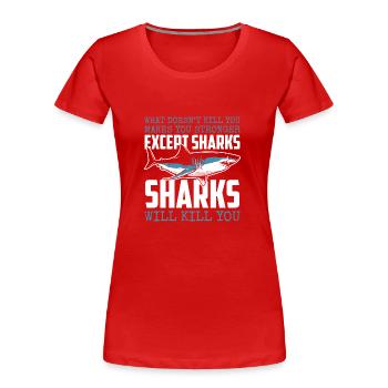 Weißer Hai Meer Segeln Wasser - Frauen Premium Bio T-Shirt - Rot - Vorne - Mia (176cm)