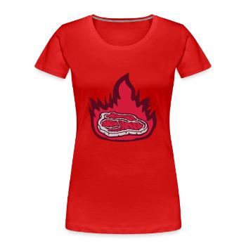 Feuer Steak saftig Grillmeister - Frauen Premium Bio T-Shirt - Rot - Vorne - Mia (176cm)