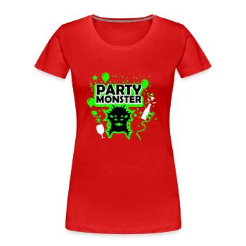Party monster dark green - Women's Premium Organic T-Shirt - red - Front - Mia (176cm)
