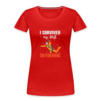 Gleitschirmfliegen Fallschirmspringen Sprung - Frauen Premium Bio T-Shirt - Rot - Vorne - Mia (176cm)