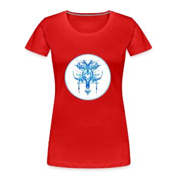 Collection Mystique ~ bleu clair ~ n°1 - T-shirt bio Premium Femme - rouge - Devant - Mia (176cm)
