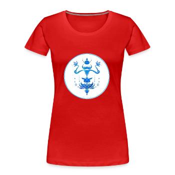 Collection Mystique ~ bleu clair ~ n°5 - T-shirt bio Premium Femme - rouge - Devant - Mia (176cm)
