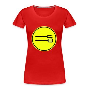 Grillzange Grillen Symbol - Frauen Premium Bio T-Shirt - Rot - Vorne - Mia (176cm)