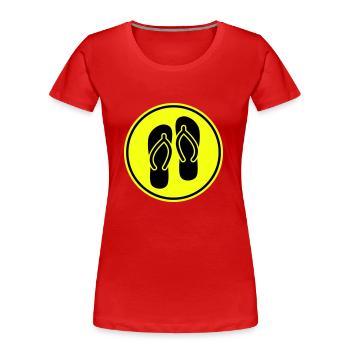 Icône Tongs - T-shirt bio Premium Femme - rouge - Devant - Mia (176cm)