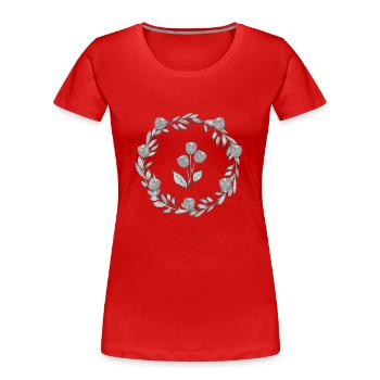 Illustration Tulip Wreath Grayscale - Women's Premium Organic T-Shirt - red - Front - Mia (176cm)