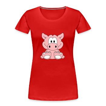 SCHWEIN - TIER - KIND - BABY - Frauen Premium Bio T-Shirt - Rot - Vorne - Mia (176cm)