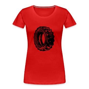 Énorme pneu pour les fans de sport et de tracteur - T-shirt bio Premium Femme - rouge - Devant - Mia (176cm)