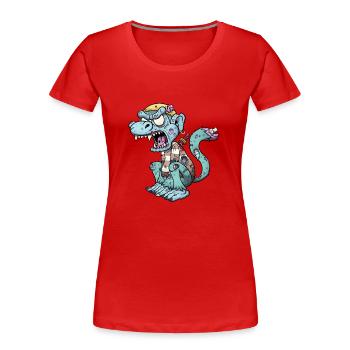 Zombie Pirate Monkey - Women's Premium Organic T-Shirt - red - Front - Mia (176cm)