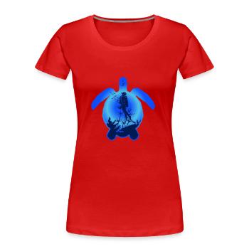 Sea Turtle and diver - Women's Premium Organic T-Shirt - red - Front - Mia (176cm)