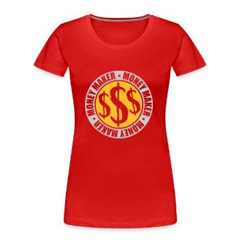 Créateur d’argent de logo rond - T-shirt bio Premium Femme - rouge - Devant - Mia (176cm)