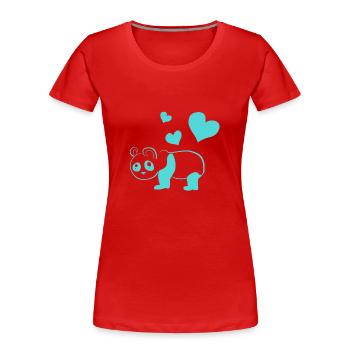 Panda blue hearts animal love animal - Women's Premium Organic T-Shirt - red - Front - Mia (176cm)