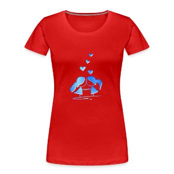 Liebespaar lesbisch blau glitzer liebe - Frauen Premium Bio T-Shirt - Rot - Vorne - Mia (176cm)