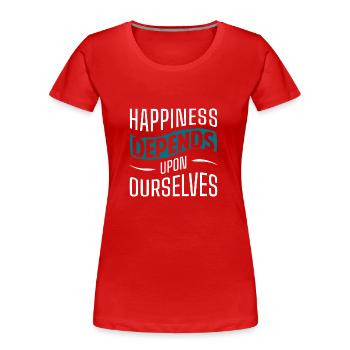 Kleeblatt Freude Liebe Optimismus - Frauen Premium Bio T-Shirt - Rot - Vorne - Mia (176cm)