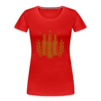 Bière - Bière / Mug à bière - Bouteille de bière Baril de bière - T-shirt bio Premium Femme - rouge - Devant - Mia (176cm)