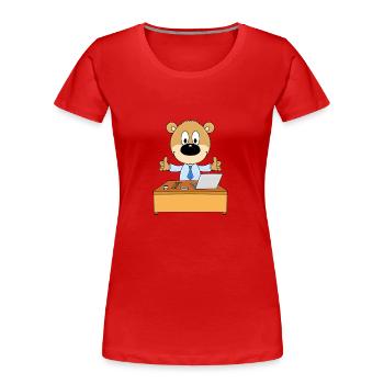 TEDDY - ARBEIT - BÜRO - SCHREIBTISCH - JOB - BERUF - Frauen Premium Bio T-Shirt - Rot - Vorne - Mia (176cm)