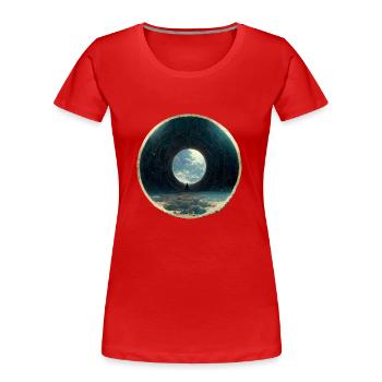 Ein Kreis im Kreis - Frauen Premium Bio T-Shirt - Rot - Vorne - Mia (176cm)