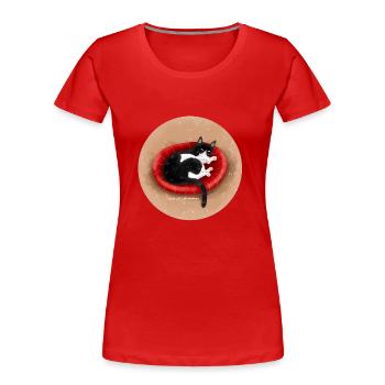 Cat in the basket - Women's Premium Organic T-Shirt - red - Front - Mia (176cm)