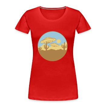 Fliegende Wüsten UFOs Szene - Frauen Premium Bio T-Shirt - Rot - Vorne - Mia (176cm)