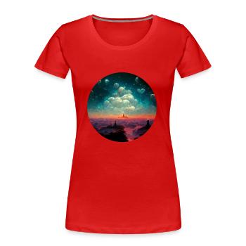 Fantastische Welt - Frauen Premium Bio T-Shirt - Rot - Vorne - Mia (176cm)