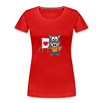 WILDSCHWEIN - MALER - KÜNSTLER - KUNST - LIEBE - Frauen Premium Bio T-Shirt - Rot - Vorne - Mia (176cm)