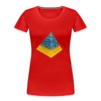 IN MEMORY OF FREEDOM / Ukraine /Pyramide - Frauen Premium Bio T-Shirt - Rot - Vorne - Mia (176cm)